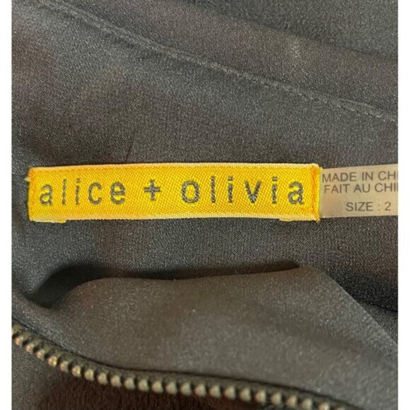 Alice + Olivia Black One Shoulder Dress Size 2 - Picture 2 of 7